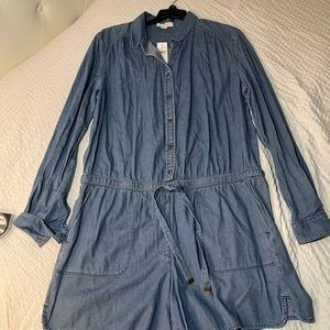 Ann Taylor Loft Long sleeve Denim Romper. Size Large. Blue.